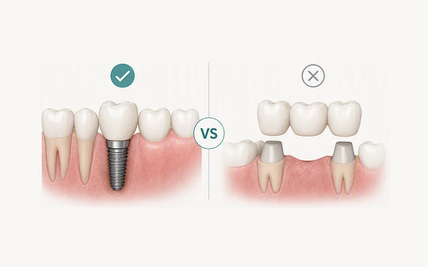 Single Tooth Implant vs Bridge